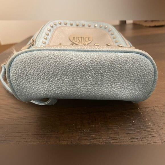 Justice Pebbled Studded Mini Backpack with White Pom Pom - Picture 6 of 9